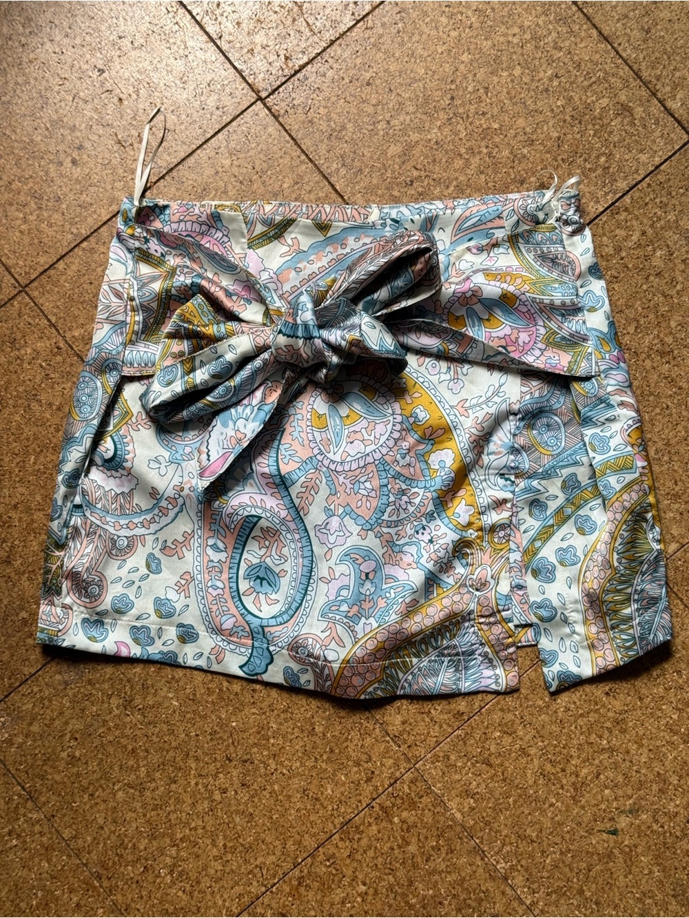 Paisley Print Wrap Skort with Front Tie